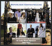 Central African Republic 2011 50th Birth Anniversary of Princess Diana perf sheetlet containing 4 values unmounted mint. Note this item is privately produced and is offered purely on its thematic appeal