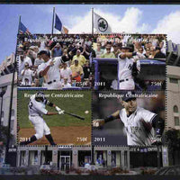 Central African Republic 2011 Baseball perf sheetlet containing 4 values unmounted mint. Note this item is privately produced and is offered purely on its thematic appeal, it has no postal validity