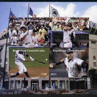 Central African Republic 2011 Baseball imperf sheetlet containing 4 values unmounted mint. Note this item is privately produced and is offered purely on its thematic appeal, it has no postal validity