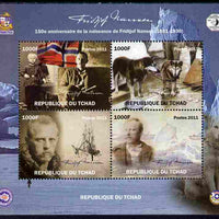 Chad 2011 150th Birth Anniversary of Fridtjof Nansen (polar explorer) perf sheetlet containing 4 values unmounted mint. Note this item is privately produced and is offered purely on its thematic appeal