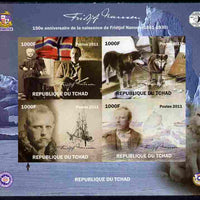 Chad 2011 150th Birth Anniversary of Fridtjof Nansen (polar explorer) imperf sheetlet containing 4 values unmounted mint. Note this item is privately produced and is offered purely on its thematic appeal