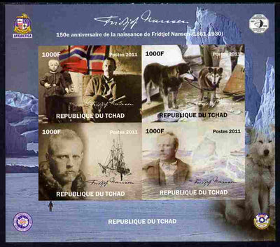 Chad 2011 150th Birth Anniversary of Fridtjof Nansen (polar explorer) imperf sheetlet containing 4 values unmounted mint. Note this item is privately produced and is offered purely on its thematic appeal