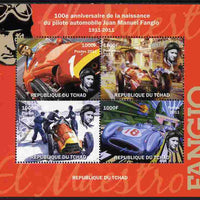 Chad 2011 100th Birth Anniversary of Manuel Fangio (racing car driver) perf sheetlet containing 4 values unmounted mint. Note this item is privately produced and is offered purely on its thematic appeal