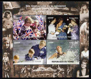 Chad 2011 50th Birth Anniversary of Princess Diana perf sheetlet containing 4 values unmounted mint. Note this item is privately produced and is offered purely on its thematic appeal