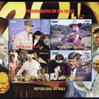 Mali 2011 Personalities of the 20th Century (de Gaulle, Churchill, Pope & Kennedy) perf sheetlet containing 4 values unmounted mint. Note this item is privately produced and is offered purely on its thematic appeal