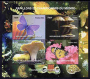 Central African Republic 2011 Butterflies & Mushrooms #2 perf sheetlet containing 4 values unmounted mint. Note this item is privately produced and is offered purely on its thematic appeal