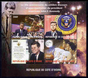 Ivory Coast 2011 50th Anniversary of Pres Kennedy's Inaugural Speech perf sheetlet containing 4 values unmounted mint. Note this item is privately produced and is offered purely on its thematic appeal