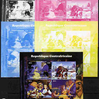 Central African Republic 2011 The World of Walt Disney #1 sheetlet containing 4 values - the set of 5 imperf progressive proofs comprising the 4 individual colours plus all 4-colour composite, unmounted mint