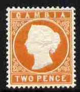 Gambia 1886-93 QV Cameo 2d deep orange Crown CA sideways mounted mint, SG 25