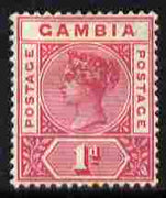 Gambia 1898-1902 QV Key Plate 1d carmine Crown CA mounted mint, SG 38