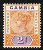 Gambia 1898-1902 QV Key Plate 2d orange & mauve Crown CA mounted mint, SG 39