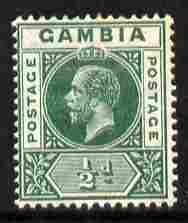 Gambia 1912-22 KG5 MCA 1/2d green mounted mint SG 86