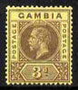 Gambia 1912-22 KG5 MCA 3d purple on yellow mounted mint SG 91