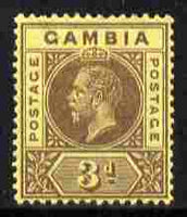 Gambia 1912-22 KG5 MCA 3d purple on yellow mounted mint SG 91
