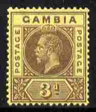 Gambia 1912-22 KG5 MCA 3d purple on yellow mounted mint SG 91