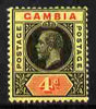 Gambia 1912-22 KG5 MCA 4d black & red on pale yellow mounted mint SG 92