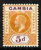 Gambia 1912-22 KG5 MCA 5d orange & purple mounted mint SG 93