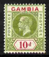 Gambia 1912-22 KG5 MCA 10d sage-green & carmine mounted mint SG 96