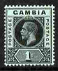 Gambia 1912-22 KG5 MCA 1s black on green mounted mint SG 97