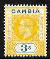 Gambia 1912-22 KG5 MCA 3s yellow & green mounted mint SG 101