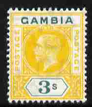 Gambia 1912-22 KG5 MCA 3s yellow & green mounted mint SG 101