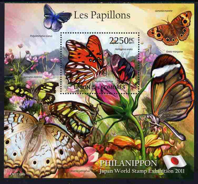 Comoro Islands 2011 Butterflies #4 perf m/sheet unmounted mint with Philanippon imprint in margin