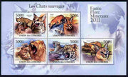 Comoro Islands 2011 Wild Cats perf sheetlet containing 5 values unmounted mint