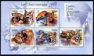Comoro Islands 2011 Wild Cats perf sheetlet containing 5 values unmounted mint