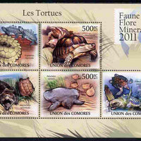 Comoro Islands 2011 Turtles perf sheetlet containing 5 values unmounted mint