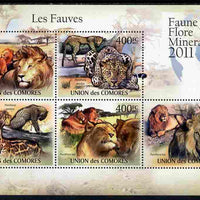 Comoro Islands 2011 Big Cats perf sheetlet containing 5 values unmounted mint