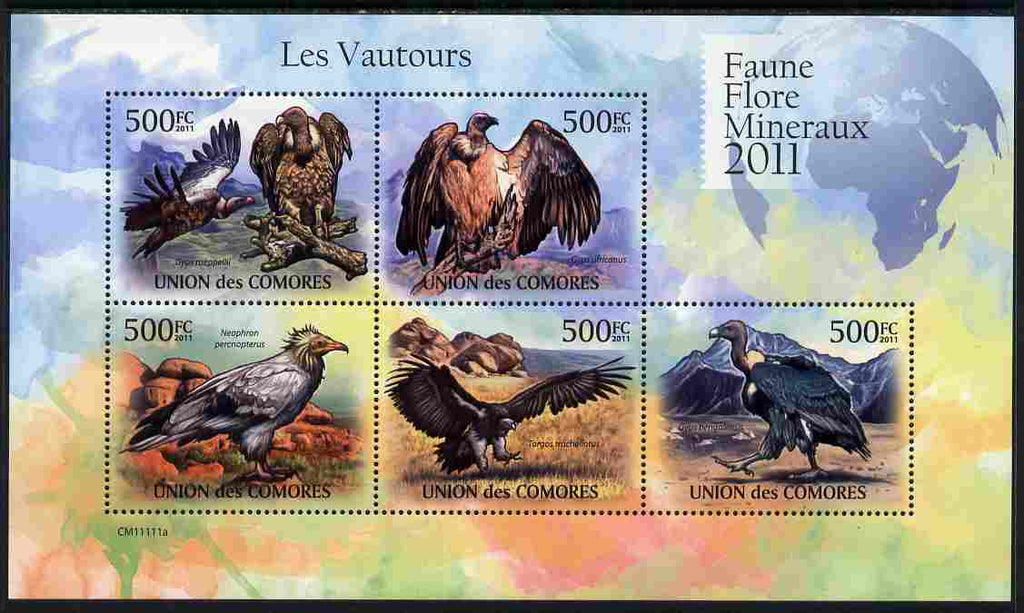 Comoro Islands 2011 Vultures perf sheetlet containing 5 values unmounted mint