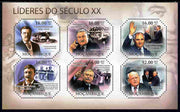 Mozambique 2011 Leaders of the 20th Century #2 perf sheetlet containing 6 values unmounted mint
