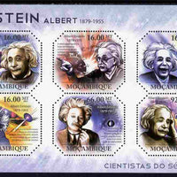 Mozambique 2011 Albert Einstein perf sheetlet containing 6 values unmounted mint