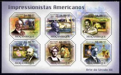 Mozambique 2011 American Impressionists perf sheetlet containing 6 values unmounted mint