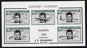 Guernsey - Alderney 1965 John F Kennedy overprint on Aircraft imperf m/sheet additionally opt'd Europa in error, unmounted mint