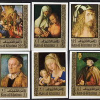 Ras Al Khaima 1971 Paintings by Durer (with Owl in margin) imperf set of 6 unmounted mint Mi 579-84B