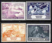Malaya - Kedah 1949 KG6 75th Anniversary of Universal Postal Union set of 4 mounted mint, SG 72-75