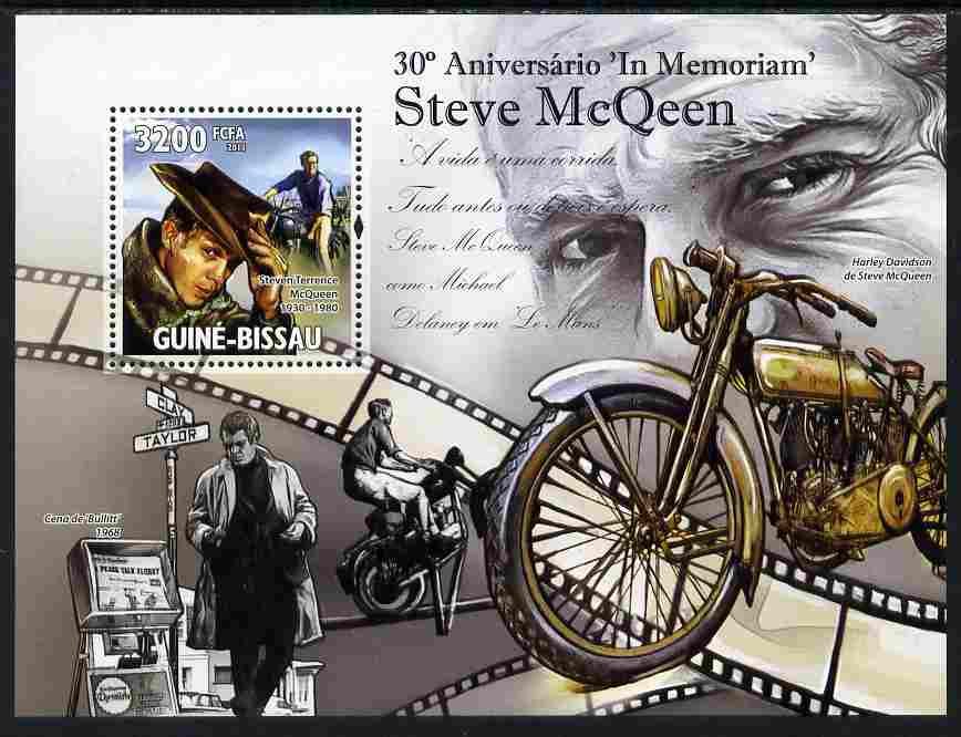 Guinea - Bissau 2011 30th Death Anniversary of Steve McQueen perf s/sheet unmounted mint Michel BL 908