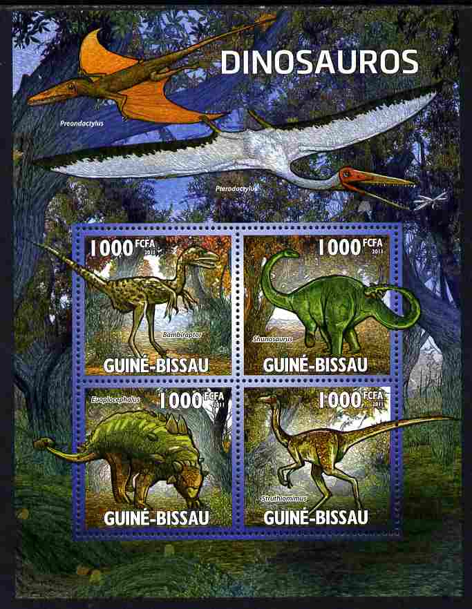 Guinea - Bissau 2011 Dinosaurs perf sheetlet containing 4 values unmounted mint Michel 5333-36