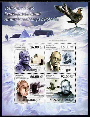 Mozambique 2011 Centenary of Roald Amundsen's Expedition to the South Pole perf sheetlet containing 4 values unmounted mint Michel 4494-97
