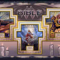Guinea - Conakry 2011 The Bible #3 perf sheetlet containing 3 Cross shaped values unmounted mint