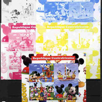 Central African Republic 2011 The World of Walt Disney #2 sheetlet containing 4 values - the set of 5 imperf progressive proofs comprising the 4 individual colours plus all 4-colour composite, unmounted mint