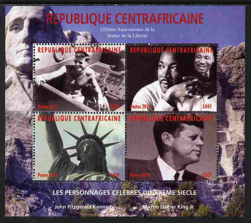 Central African Republic 2011 Celebrities of the 20th Century perf sheetlet containing 4 values unmounted mint. Note this item is privately produced and is offered purely on its thematic appeal, it has no postal validity