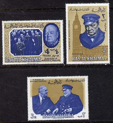 Ras Al Khaima 1965 Churchill perf set of 3 unmounted mint, Mi 15-17A)