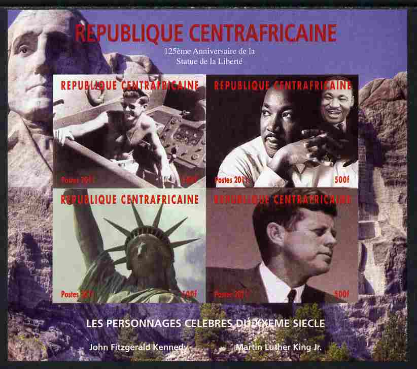 Central African Republic 2011 Celebrities of the 20th Century imperf sheetlet containing 4 values unmounted mint. Note this item is privately produced and is offered purely on its thematic appeal, it has no postal validity