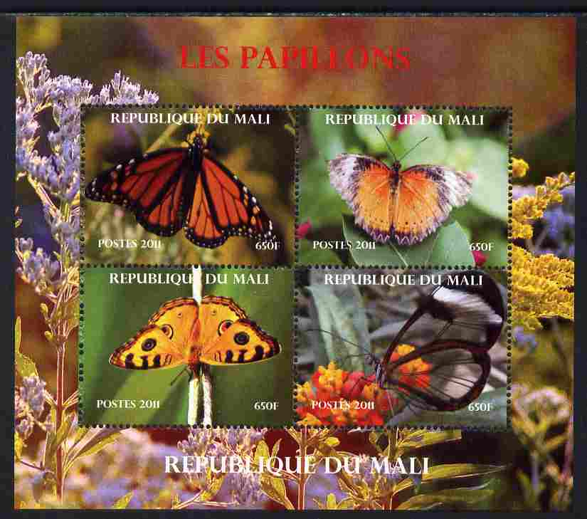 Mali 2011 Butterflies #1 perf sheetlet containing 4 values unmounted mint. Note this item is privately produced and is offered purely on its thematic appeal