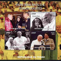 Chad 2011 Pope John Paul II & Personalities perf sheetlet containing 4 values unmounted mint. Note this item is privately produced and is offered purely on its thematic appeal, it has no postal validity