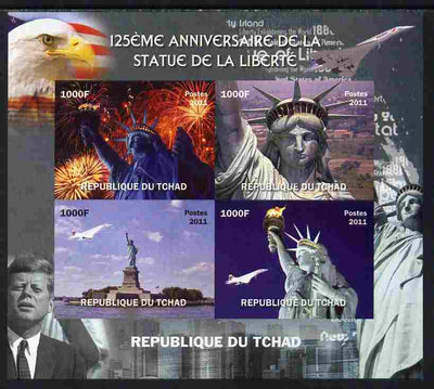 Chad 2011 Statue of Liberty imperf sheetlet containing 4 values unmounted mint. Note this item is privately produced and is offered purely on its thematic appeal