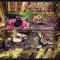 Chad 2011 Butterflies & Mushrooms perf sheetlet containing 4 values unmounted mint. Note this item is privately produced and is offered purely on its thematic appeal