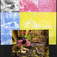 Chad 2011 Butterflies & Mushrooms sheetlet containing 4 values - the set of 5 imperf progressive proofs comprising the 4 individual colours plus all 4-colour composite, unmounted mint.